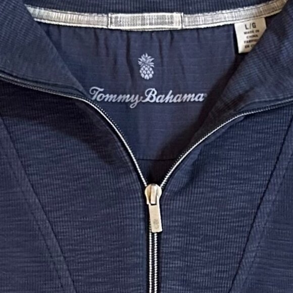 Tommy Bahama Tobago Navy Quarter Zip Pullover L - Picture 3 of 8